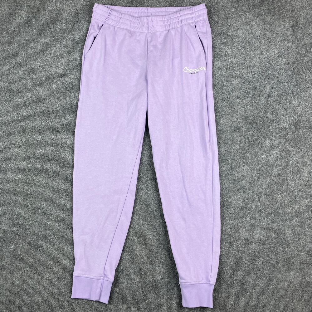 Champion Sweatpants Womens‎ Medium Lavender Cuffed Joggers Embroidered Logo